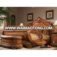 King size wood double bed , solid wood bedroom bed latest double bed designs , modern bedroom furniture