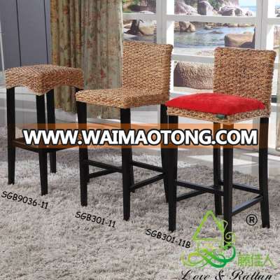 China manufacturer vintage rattan bamboo wooden high chair bar stool